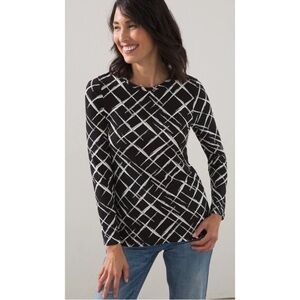 NWT Chico's Touch of Cool Abstract Plaid Long Sleeve Tee -XL